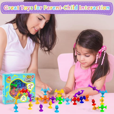 Suction Toys, 19Pcs Silicone Sucker Toys,Baby Sensory Bath Toys,Autism