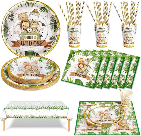 133 pcs Jungle Safari Party Tableware Set