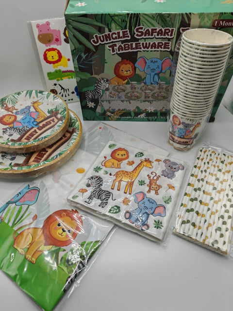 133 pcs Jungle Safari Party Tableware Set