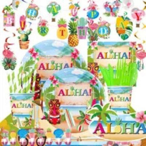 70 pcs Aloha Tropical Party Tableware