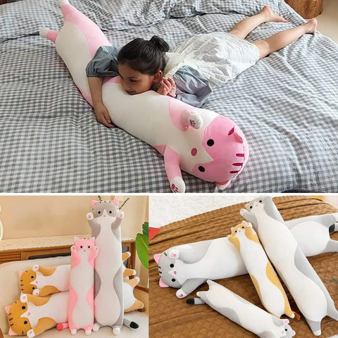 130 cm Long Cute Cat Stuffed Animal Plush Pillow