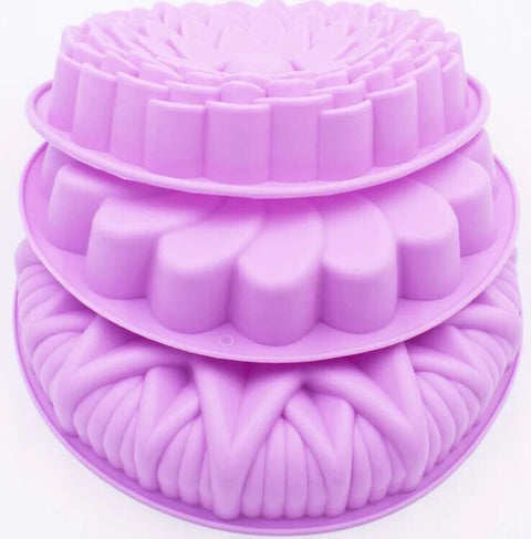 3PCS Large Flower Shape Silicone Cake Molds