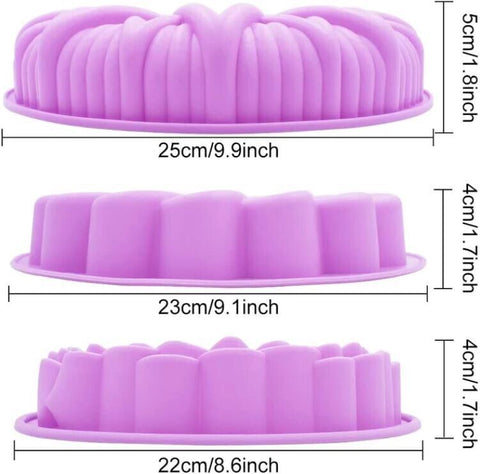 3PCS Large Flower Shape Silicone Cake Molds