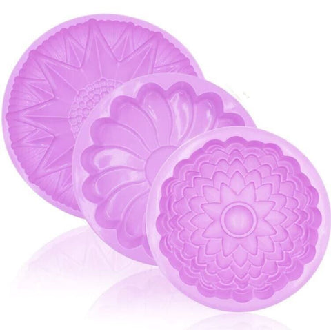 3PCS Large Flower Shape Silicone Cake Molds