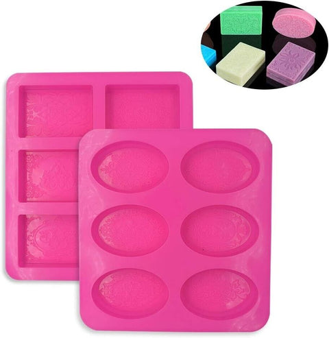 2x Silicone Soap Mold Forms Oval Rectangle Cake Mould Homemade DIY Making Craft