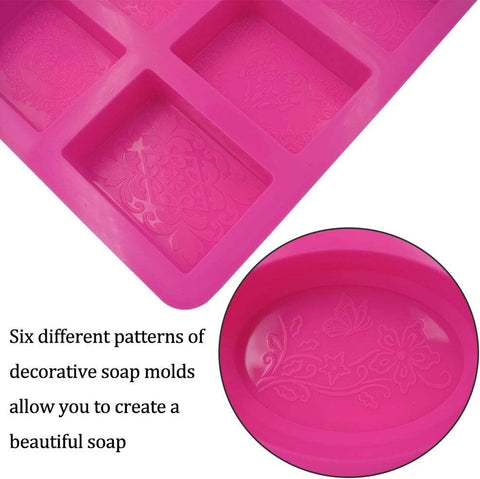 2x Silicone Soap Mold Forms Oval Rectangle Cake Mould Homemade DIY Making Craft