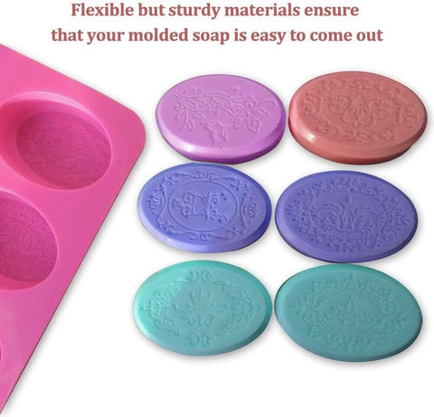 2x Silicone Soap Mold Forms Oval Rectangle Cake Mould Homemade DIY Making Craft