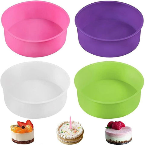 4 PCS Silicone Round Cake Mould Cake Pan 6 Inch