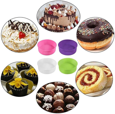 4 PCS Silicone Round Cake Mould Cake Pan 6 Inch