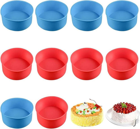 10Pcs 4 Inch Round Cake Silicone Mould Set