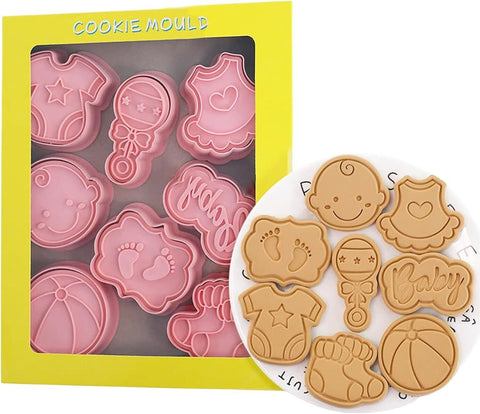 8PCS Plastic 3D Baby Shower Cookie Cutter Set