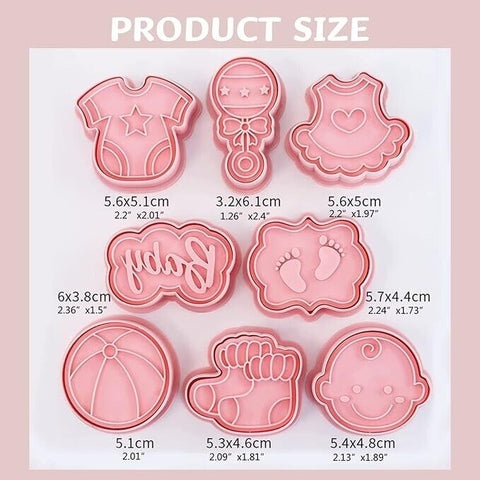 8PCS Plastic 3D Baby Shower Cookie Cutter Set