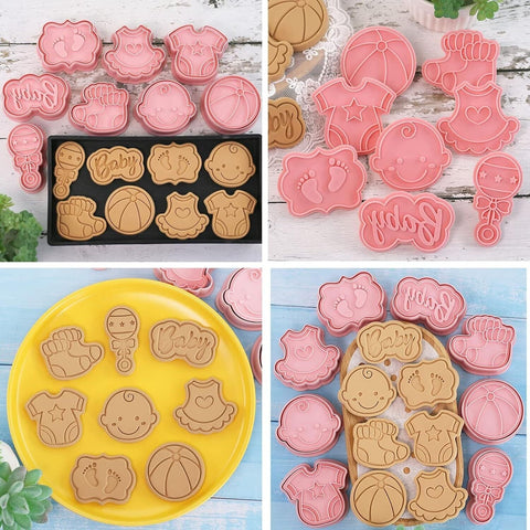 8PCS Plastic 3D Baby Shower Cookie Cutter Set